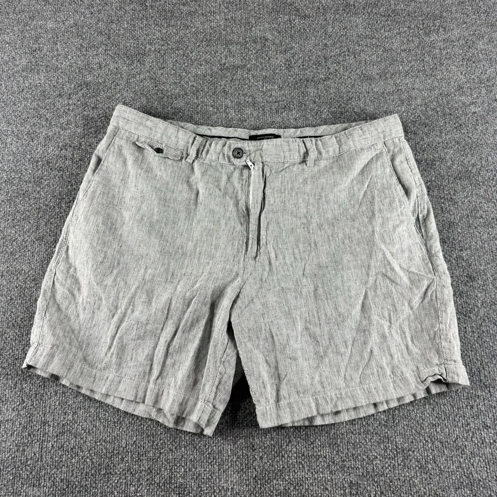 Banana Republic Shorts Mens 38 Gray Linen Blend Stripe Chino Pockets Summer